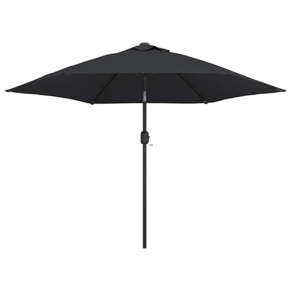 Outdoor Parasol with LED Lights and Steel Pole 300 cm Black