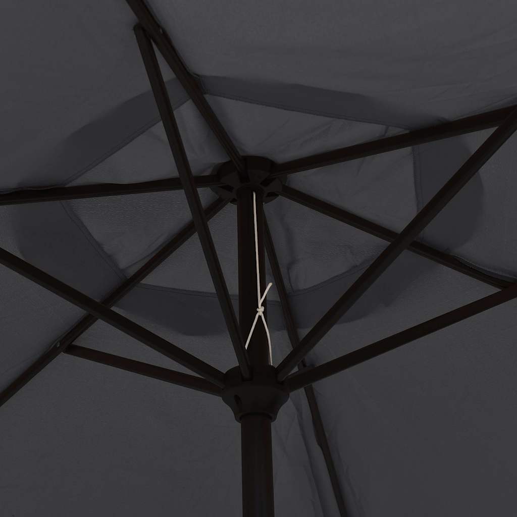 Outdoor Parasol with LED Lights and Steel Pole 300 cm Black