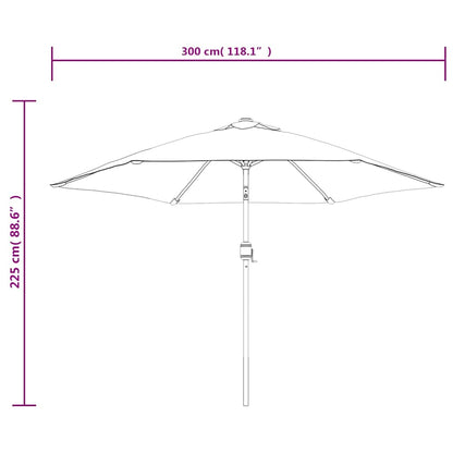 Outdoor Parasol with LED Lights and Steel Pole 300 cm Azure