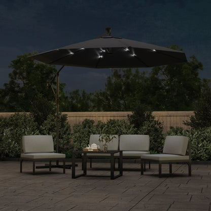 Cantilever Garden Parasol | Black | Polyester fabric, steel pole | Large