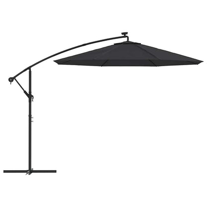 Cantilever Garden Parasol with LED Lights&Pole 300 cm Black