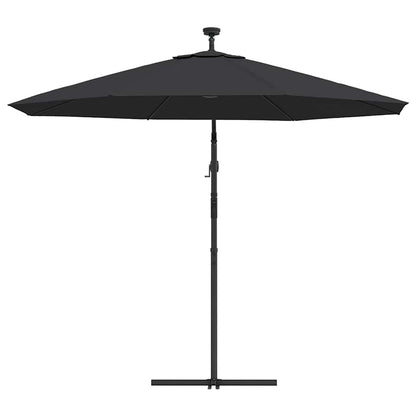 Cantilever Garden Parasol with LED Lights&Pole 300 cm Black