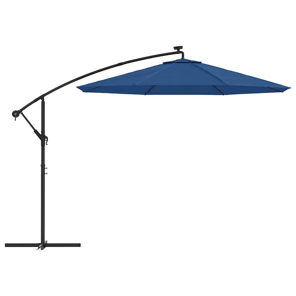 Cantilever Garden Parasol with LED Lights&Pole 300 cm Azure