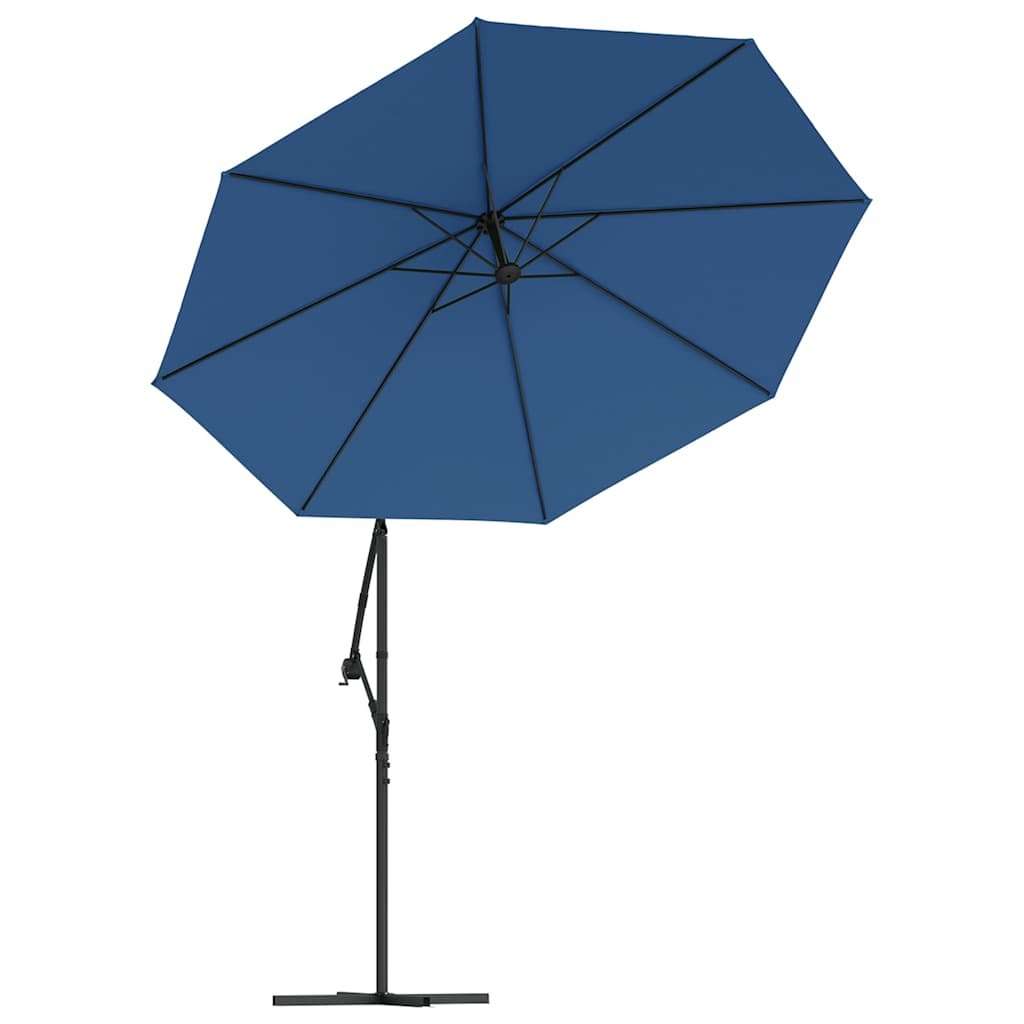 Cantilever Garden Parasol with LED Lights&Pole 300 cm Azure