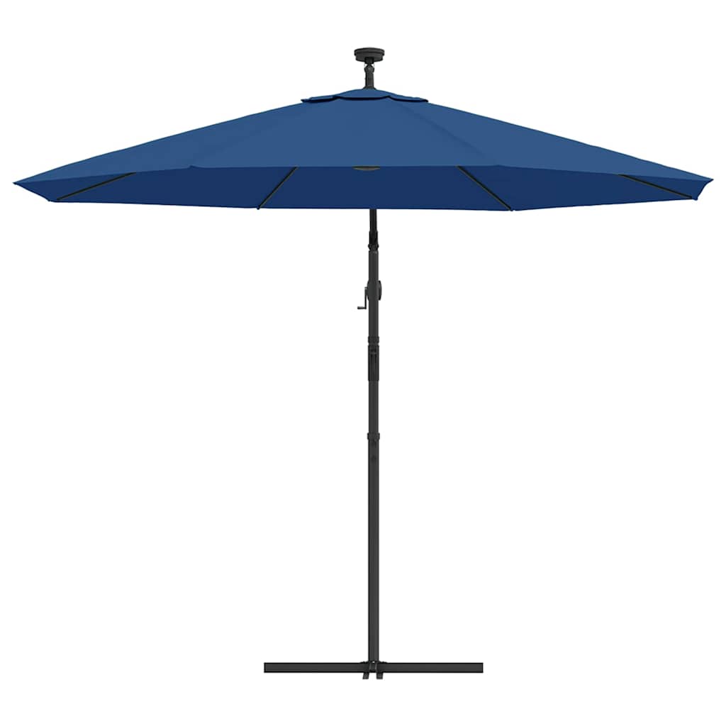 Cantilever Garden Parasol with LED Lights&Pole 300 cm Azure