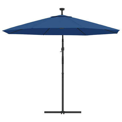 Cantilever Garden Parasol with LED Lights&Pole 300 cm Azure