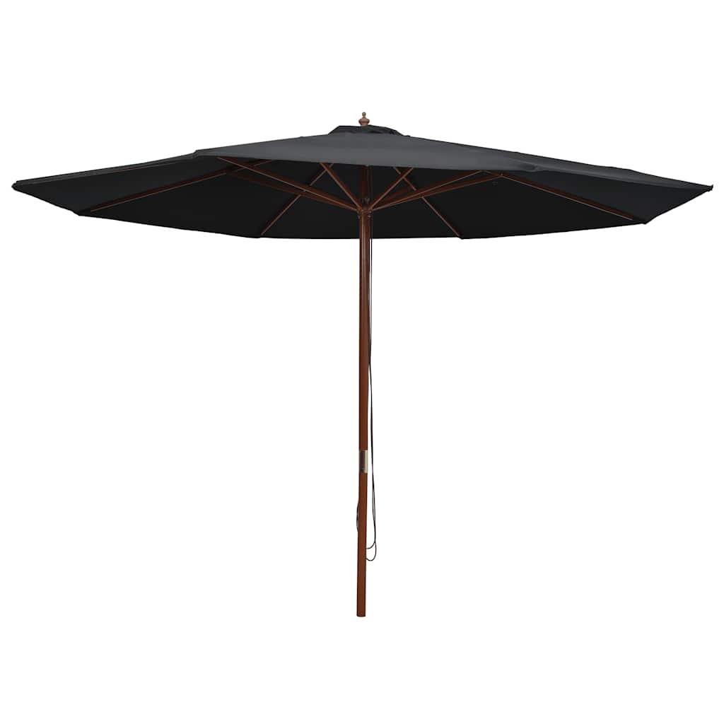 Garden Parasol with Wooden Pole 350 cm Black