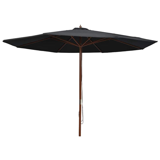 Garden Parasol | Black | Bamboo, hardwood, polyester | Large | Foldable