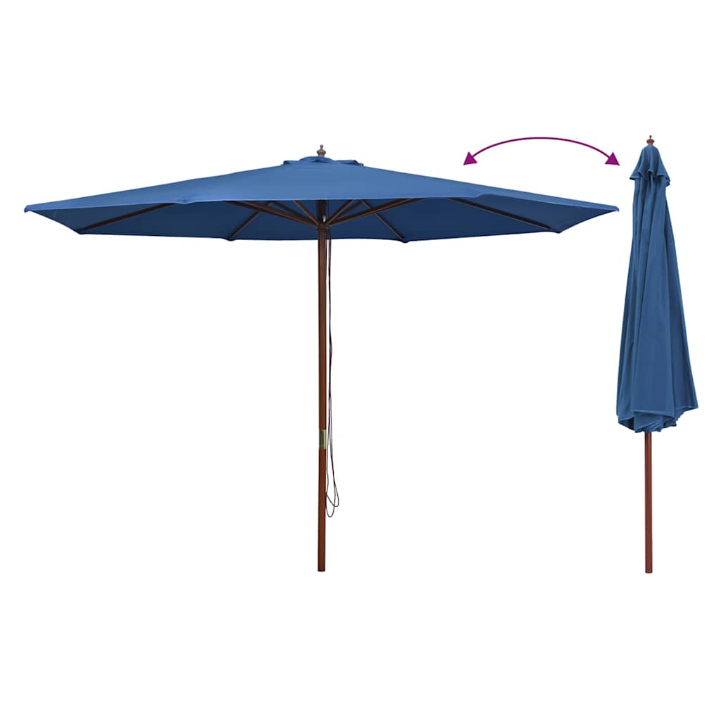 47139 vidaXL Outdoor Parasol with Wooden Pole 350 cm Blue