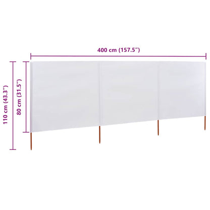 3-panel Wind Screen Fabric 400x80 cm Sand White