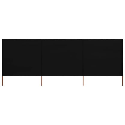 3-panel Wind Screen Fabric 400x120 cm Black