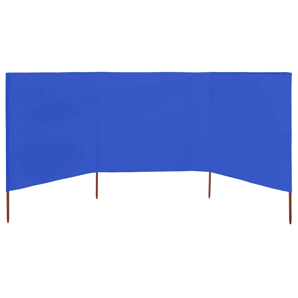 3-panel Wind Screen Fabric 400x120 cm Azure Blue