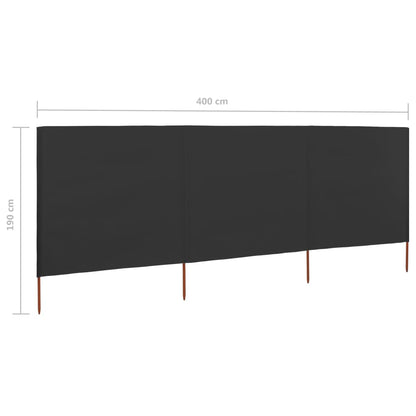 3-panel Wind Screen Fabric 400x160 cm Anthracite