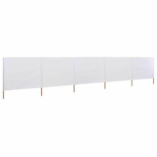 5-panel Wind Screen Fabric 600x120 cm Sand White
