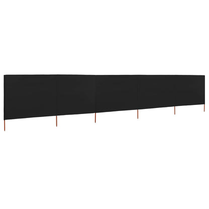 5-panel Wind Screen Fabric 600x120 cm Black
