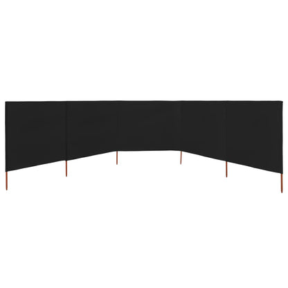 5-panel Wind Screen Fabric 600x120 cm Black