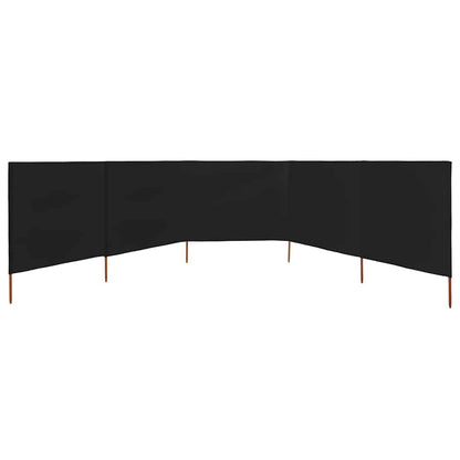 47170 vidaXL 5-panel Wind Screen Fabric 600x160 cm Black