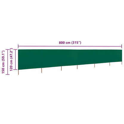 6-panel Wind Screen Fabric 800x120 cm Green