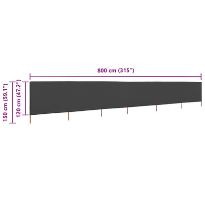 6-panel Wind Screen Fabric 800x120 cm Anthracite