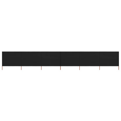 6-panel Wind Screen Fabric 800x120 cm Black