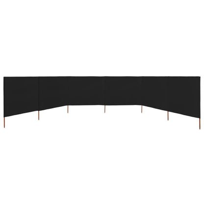 6-panel Wind Screen Fabric 800x120 cm Black