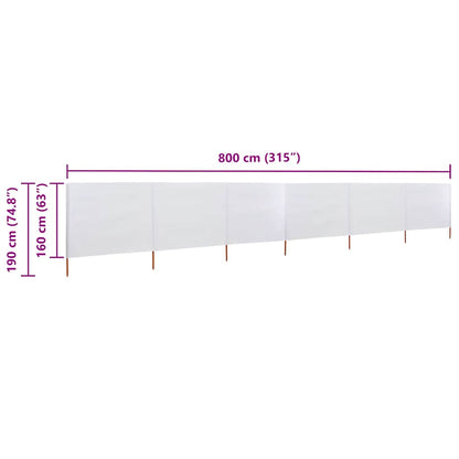 6-panel Wind Screen Fabric 800x160 cm Sand White