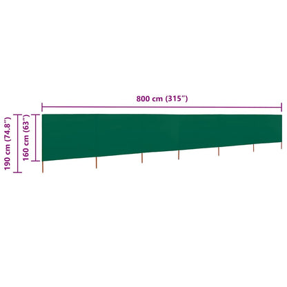 6-panel Wind Screen Fabric 800x160 cm Green