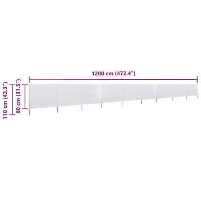 47186 vidaXL 9-panel Wind Screen Fabric 1200x80 cm Sand White