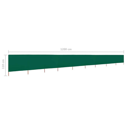 47187 vidaXL 9-panel Wind Screen Fabric 1200x80 cm Green