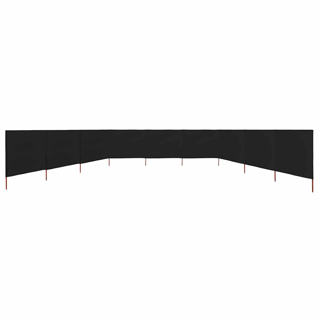 47190 vidaXL 9-panel Wind Screen Fabric 1200x80 cm Black