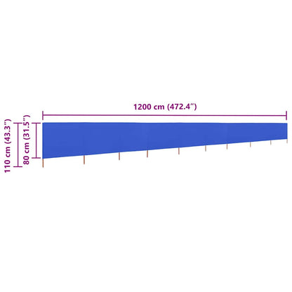 9-panel Wind Screen Fabric 1200x80 cm Azure Blue