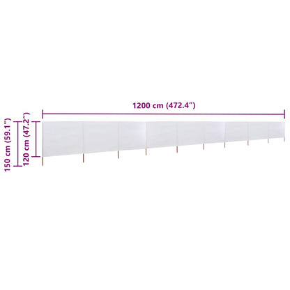 9-panel Wind Screen Fabric 1200x120 cm Sand White