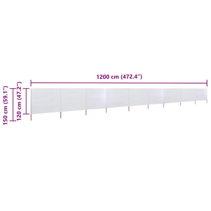 47192 vidaXL 9-panel Wind Screen Fabric 1200x120 cm Sand White