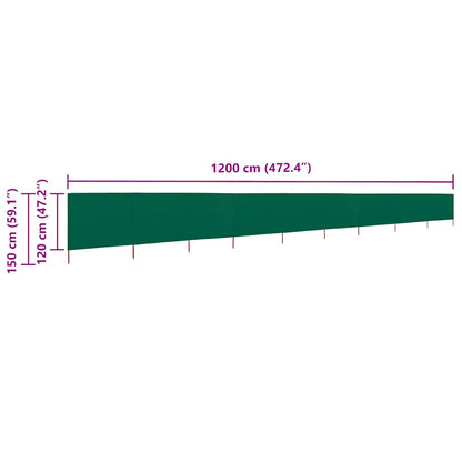9-panel Wind Screen Fabric 1200x120 cm Green