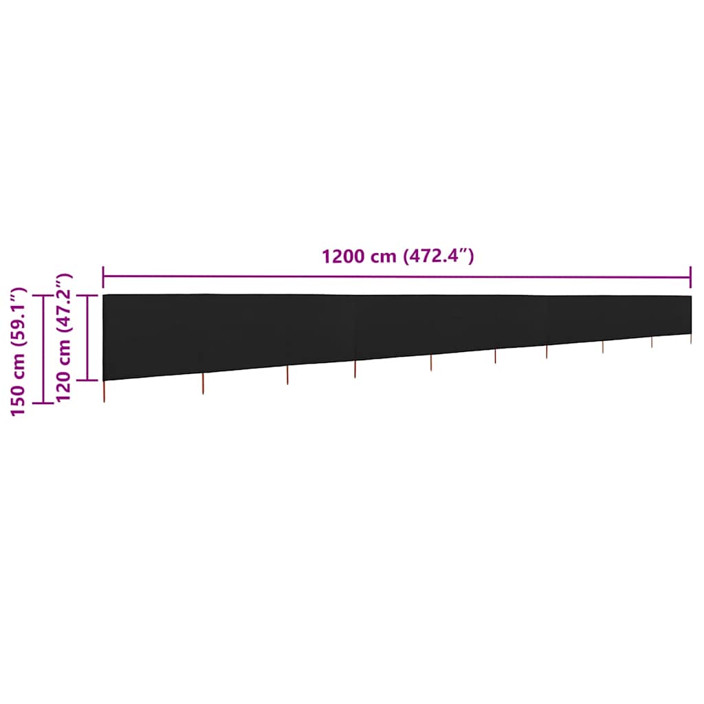 Wind Screen | Black | Non-woven fabric, wood | Large | Foldable