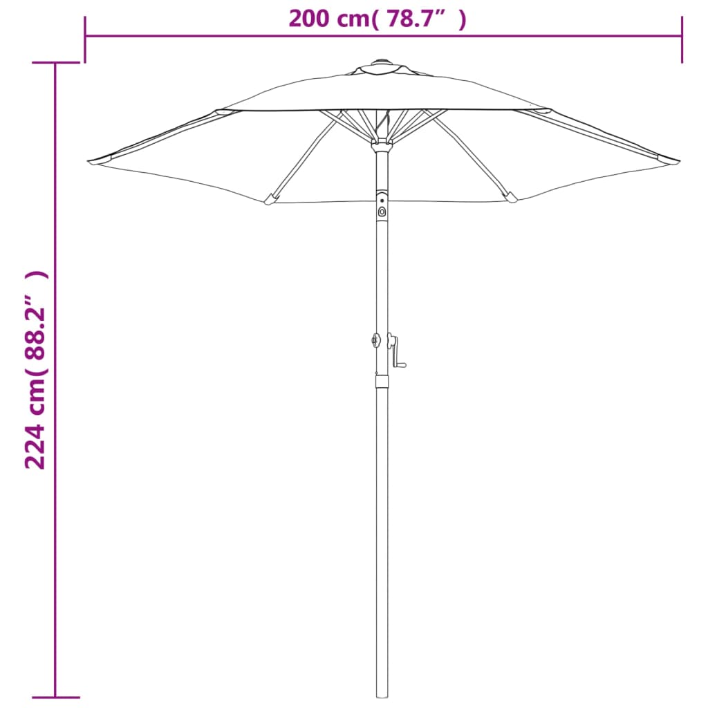 Garden Parasol Terracotta 200x224 cm Aluminium