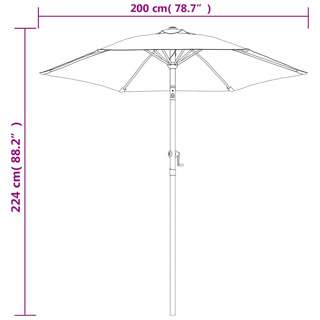 Garden Parasol | Black and dark grey | Aluminium, Polyester | Medium