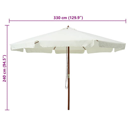 47212 vidaXL Outdoor Parasol with Wooden Pole 330 cm Sand White