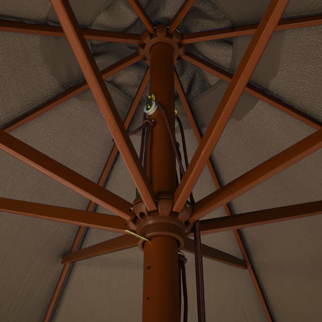 Garden Parasol | Taupe | Polyester, Laminated Bamboo, Hardwood | Large
