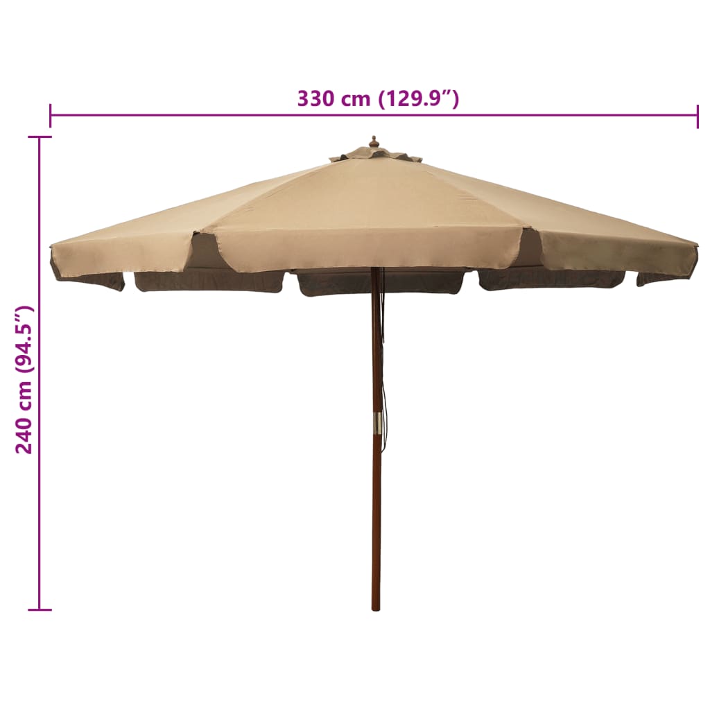 Garden Parasol | Taupe | Polyester, Laminated Bamboo, Hardwood | Large