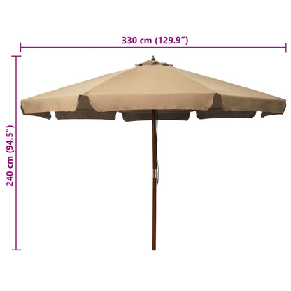 Garden Parasol | Taupe | Polyester, Laminated Bamboo, Hardwood | Large