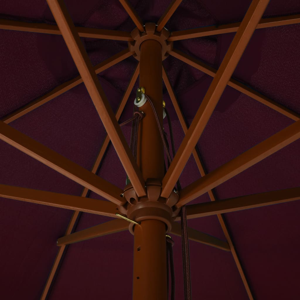 Garden Parasol | Burgundy | Polyester, Laminated bamboo, Hardwood | Large