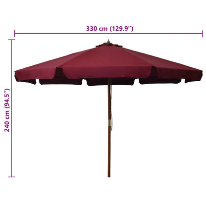Garden Parasol | Burgundy | Polyester, Laminated bamboo, Hardwood | Large