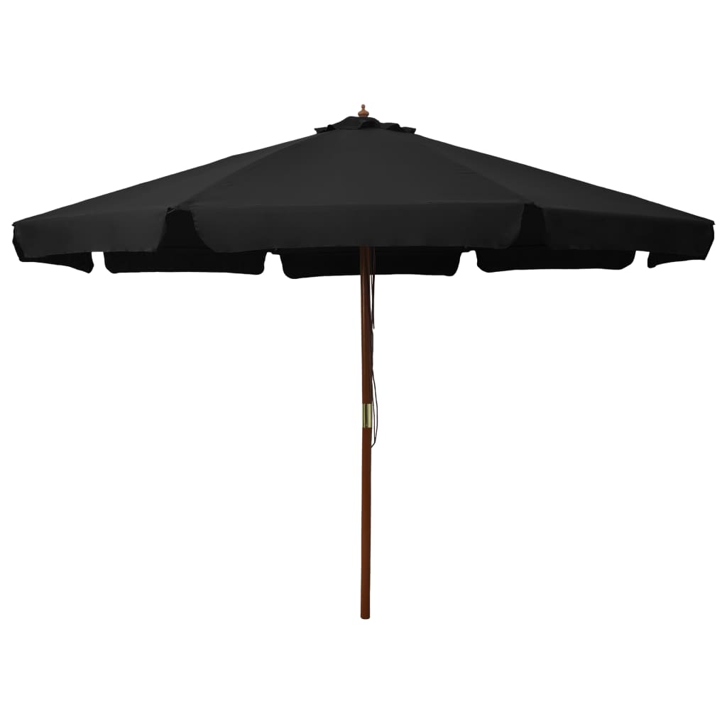 Garden Parasol | Black | Polyester, Laminated Bamboo, Hardwood | Large
