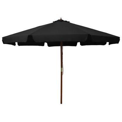 Garden Parasol | Black | Polyester, Laminated Bamboo, Hardwood | Large