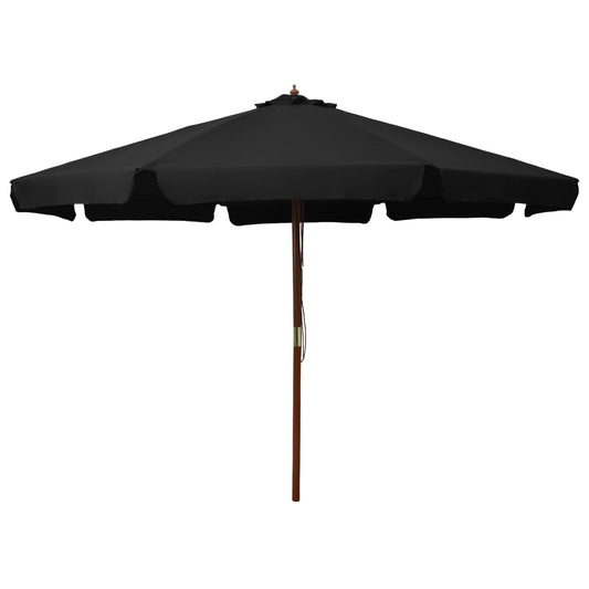 Garden Parasol | Black | Polyester, Laminated Bamboo, Hardwood | Large