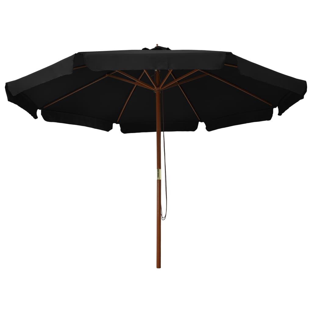 Garden Parasol | Black | Polyester, Laminated Bamboo, Hardwood | Large