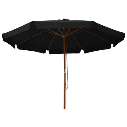 Garden Parasol | Black | Polyester, Laminated Bamboo, Hardwood | Large
