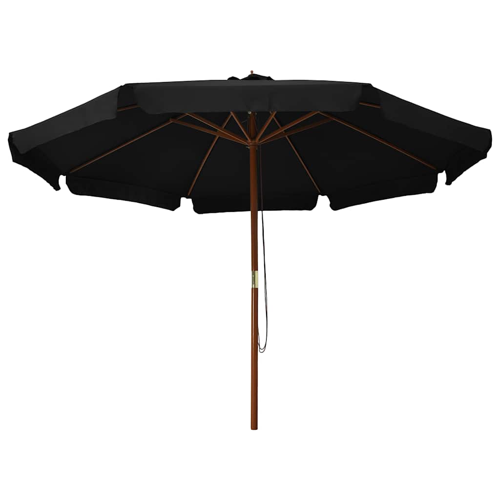 47218 vidaXL Outdoor Parasol with Wooden Pole 330 cm Black