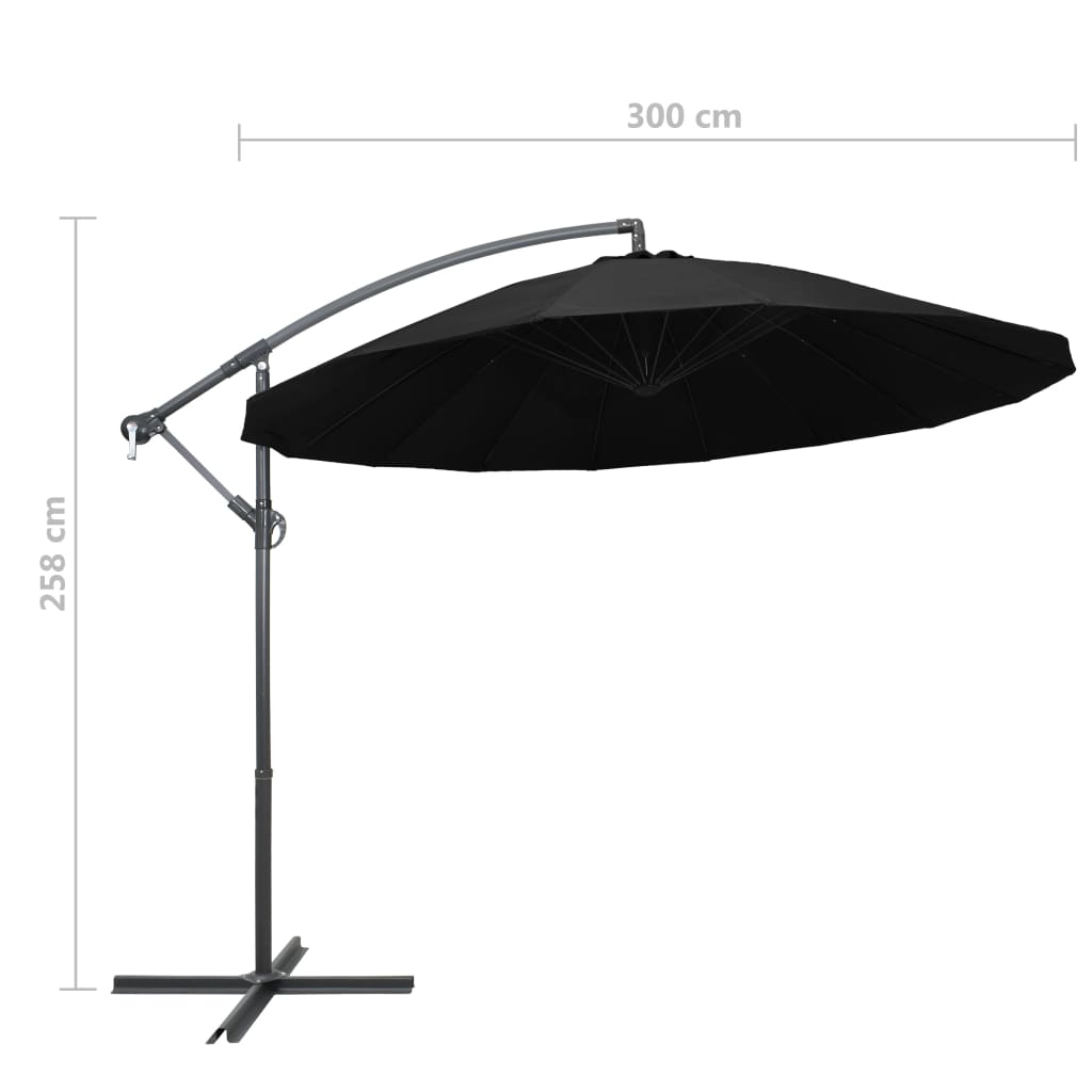 Garden Parasol | Black | Aluminium, Polyester | Extra Large